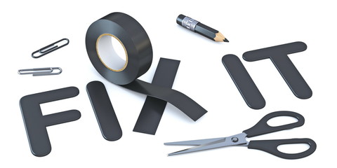 Slogan FIX IT with black duct tape 3D