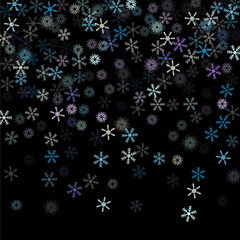 Falling down snow confetti, snowflake vector border. Festive winter, Christmas, New Year sale background. Cold weather, winter storm, scatter texture. Hipster snowfall falling snowflakes cool confetti