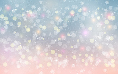 Christmas and New Year heavy snowfall vector background