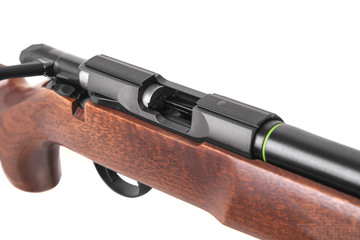 Classic bolt carbine .22lr with a wooden butt isolate on a white background