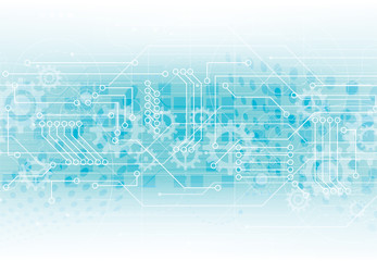 Abstract background with technology circuit board texture. Electronic motherboard illustration. Communication and engineering concept. Vector illustration