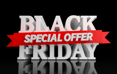 BLACK FRIDAY SPECIAL OFFER word on white background illustration 3D rendering