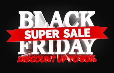 BLACK FRIDAY SUPER SALE DISCOUNT UP TO 90 % illustration 3D rendering