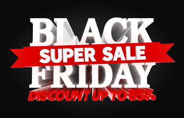 BLACK FRIDAY SUPER SALE DISCOUNT UP TO 85 % illustration 3D rendering