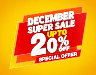 DECEMBER SUPER SALE UP TO 20 % SPECIAL OFFER illustration 3D rendering