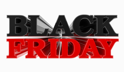BLACK FRIDAY word on white background, Black friday illustration 3D rendering