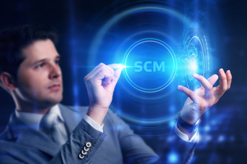 Business, Technology, Internet and network concept. SCM - Supply Chain Management