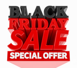 BLACK FRIDAY SALE SPECIAL OFFER word on white background illustration 3D rendering