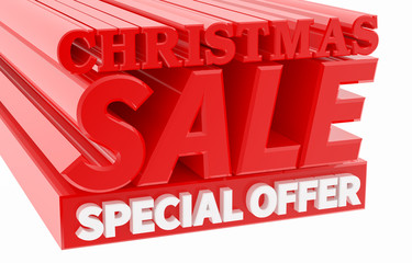 CHRISTMAS SALE SPECIAL OFFER word on white background illustration 3D rendering