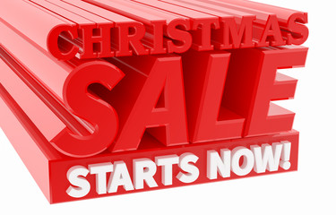 CHRISTMAS SALE STARTS NOW ! word on white background illustration 3D rendering