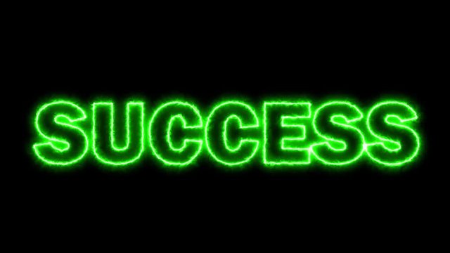 Success word with effect movement motion clips on black background