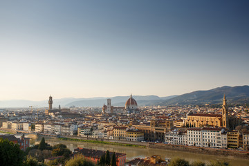 Fototapeta na wymiar Florence, Italy. Panoramic view of the city and Arno river 
