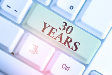 Text sign showing 30 Years. Business photo showcasing Remembering or honoring special day for being 30 years in existence