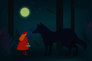 Little red riding hood. Vector illustration
