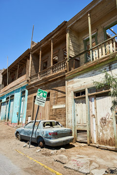 Historic building in the thriving mining city of Pisagua at the beginning of the 20th century. Tarapacá region. Chile