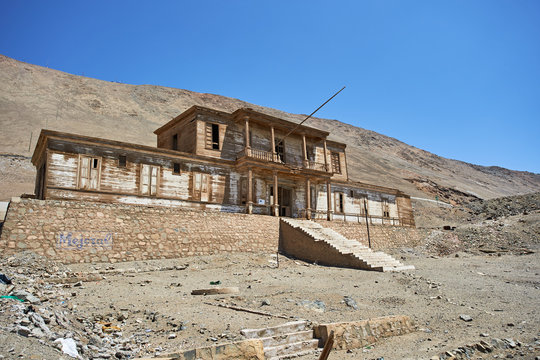 Historic building in the thriving mining city of Pisagua at the beginning of the 20th century. Tarapacá region. Chile