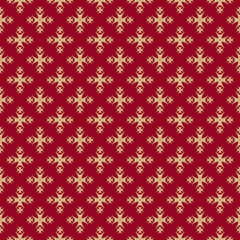 Luxury ornamental background. Vector seamless pattern in Asian style. Red and gold traditional Chinese ornament. Elegant texture with small floral shapes, crosses. Abstract design for decor, textile