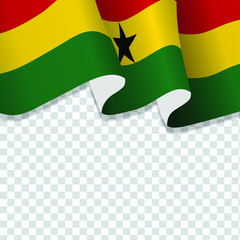 Waving flag of Ghana. illustration of wavy Ghana Flag for National Day. Ghana Flag Flowing. Ghana flag on transparent background 