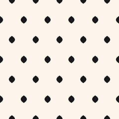 Polka dot seamless pattern. Simple minimalist black and white background. Vector monochrome subtle texture with small spots, dots, ovate shapes. Abstract minimal design for decor, textile, fabric, web