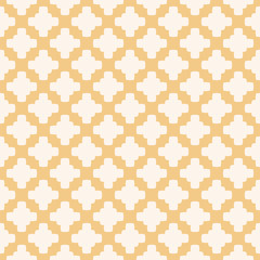 Simple abstract vector geometric seamless pattern in pastel colors, white and yellow. Texture with square shapes, crosses, mesh, grid. Rustic style background. Repeat design for decor, wallpapers