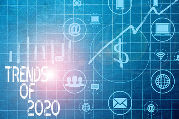 Obraz premium Text sign showing Trends Of 2020. Business photo text things that is famous for short period of time in current year