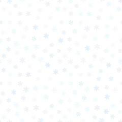 Vector snowflakes pattern. Winter Christmas decorative seamless background with small scattered snowflakes on white backdrop. Subtle abstract repeat texture. Simple minimalist ornament. Elegant design