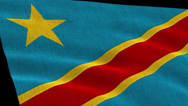 Congo flag flying in the wind close-up