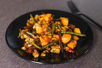 healthy plant-based recipes, sauteed mediterranean veggies with dismantled hash brown