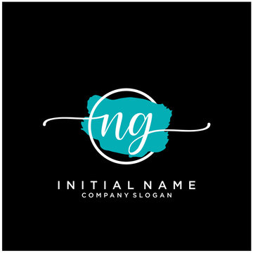 NG Initial Handwriting Logo Design With Brush Circle. Logo For Fashion,photography, Wedding, Beauty, Business