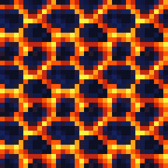Fire ground textures, fire wall seamless pattern, abstract seamless tiles logo set pixel art style background. Isolated vector illustration. 8-bit. Design for web, stickers, logo and mobile app.