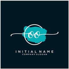 OO Initial handwriting logo design with brush circle. Logo for fashion,photography, wedding, beauty, business