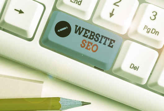 Text sign showing Website Seo. Business photo showcasing tactics used to increase the amount of visitors to a website