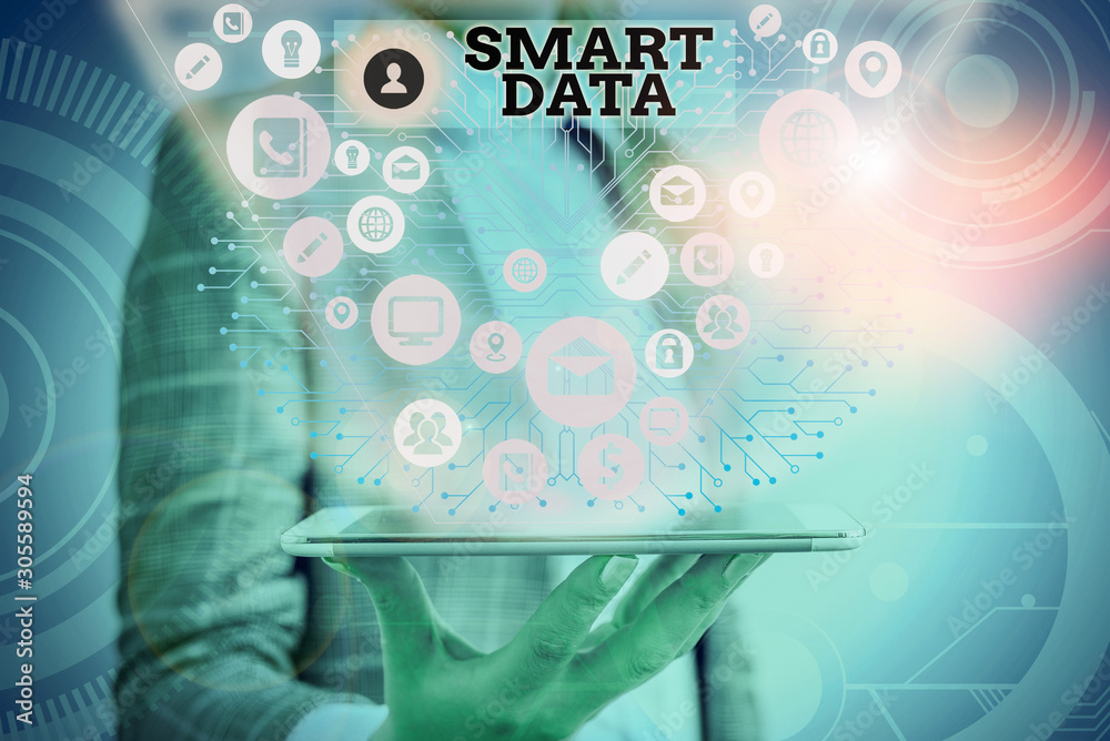 Wall mural conceptual hand writing showing smart data. concept meaning digital information that is formatted fo