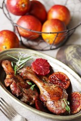 with red orange recipe. chicken with red orange. The second dish. canned stewed meat. orange Sicilian. keto recipe