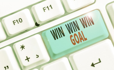 Conceptual hand writing showing Win Win Win Goal. Concept meaning Approach that aims to satisfy all...
