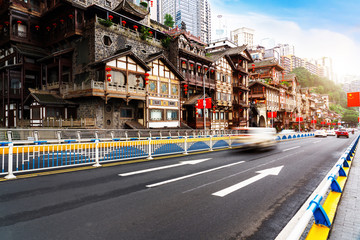 Chongqing, China at Hongyadong traditional district.