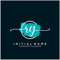 RG Initial handwriting logo design with brush circle. Logo for fashion,photography, wedding, beauty, business