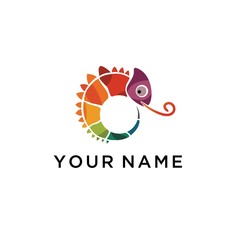 chameleon logo illustration style, vector illustration