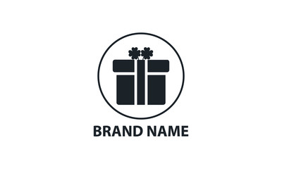 Gift logo template in black flat style