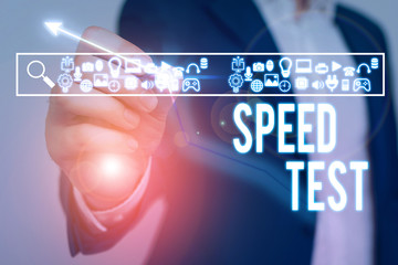 Fototapeta na wymiar Text sign showing Speed Test. Business photo showcasing psychological test for the maximum speed of performing a task