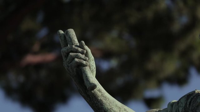 Closeup Of A Hand On A Caesar Statue In Rome, Italy.