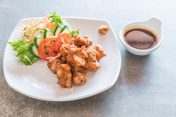 fried chicken with tonkatsu sauce