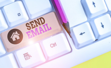 Handwriting text writing Send Email. Conceptual photo the system for using computers to send...