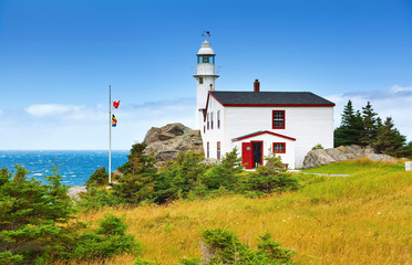 Panorama of Lobster Cove Head Lighthouse in Gros Morne National Park, Newfoundland