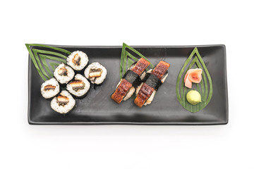 eel nigiri and maki sushi - japanese food style