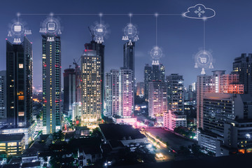 Obraz na płótnie Canvas Wireless city at night