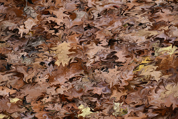 Genuine autumn abstract background, as if you are walking on a road full of leaves in the forest