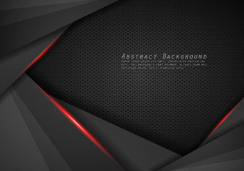 abstract metallic red black frame layout modern tech design template background - Vector