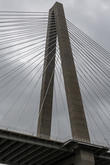 Arthur Ravenel Jr. Bridge tower viewed from the Cooper river in Charleston, South Carolina