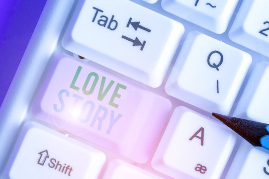 Text sign showing Love Story. Business photo showcasing it is something such as a novel or movie about a love affair